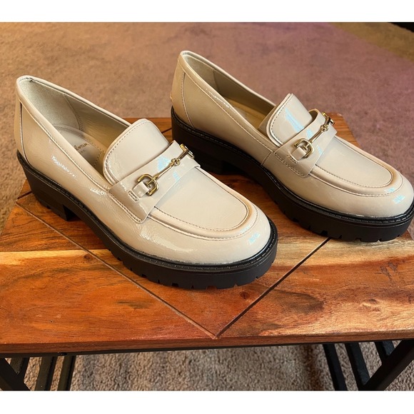 Sam Edelman Tully Lug Sole Loafers Chai Latte Patent Leather Women 5.5  NWB - Picture 11 of 13